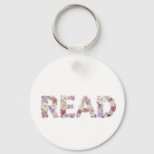 Elegante bloemtypografie LEES - Pasteltinten botan Sleutelhanger (Voorkant)