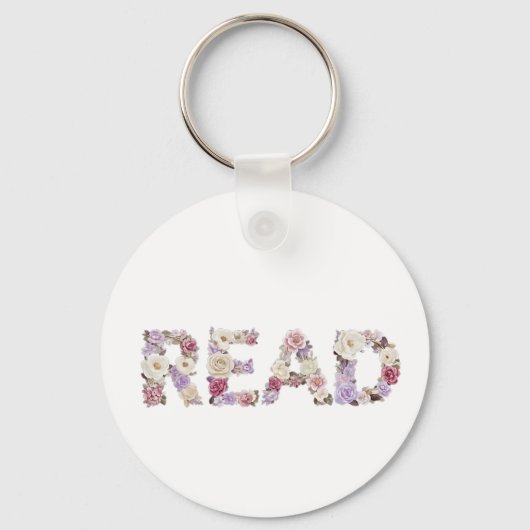 Elegante bloemtypografie LEES - Pasteltinten botan Sleutelhanger (Voorkant)