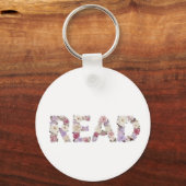 Elegante bloemtypografie LEES - Pasteltinten botan Sleutelhanger (Voorkant)