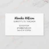 Elegante Bloemvervanger Leraar Visitekaartje (Achterkant)
