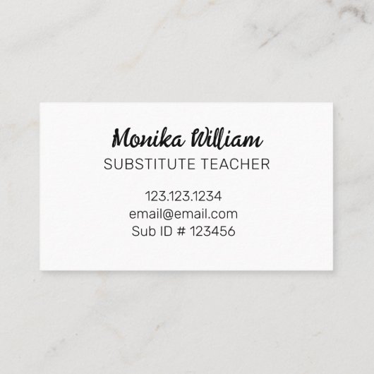Elegante Bloemvervanger Leraar Visitekaartje (Achterkant)