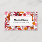 Elegante Bloemvervanger Leraar Visitekaartje (Voorkant)