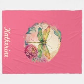 Elegante Bloemvlinder met eigen naam Fleece Deken (Voorkant (Horizontaal))