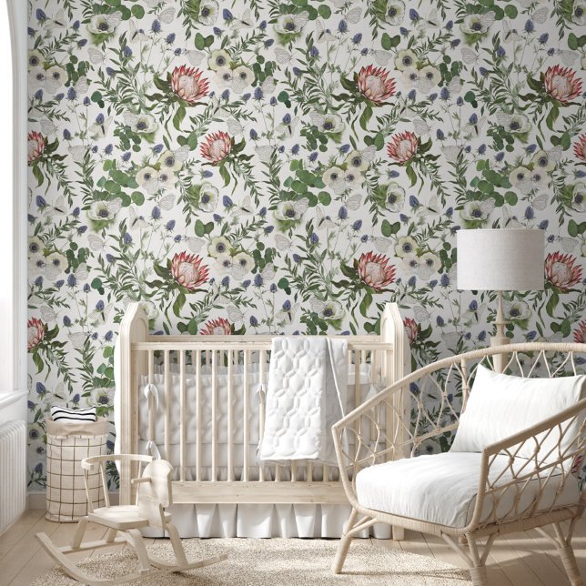 Elegante Bloemvlinders Behang (Elegant Floral Butterflies Pattern Wallpaper from Studio Posies.)