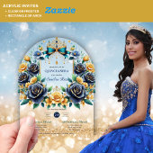 Elegante bloemvlinders QUINCEANERA helder  Acryl Uitnodigingen