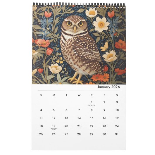 Elegante Bloemvogels 2025 Kalender (Jan 2026)