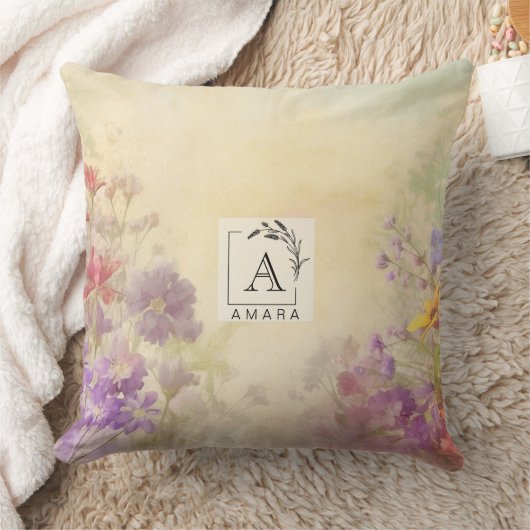 Elegante  Bloemvormig Monogram Kussen (Deken)