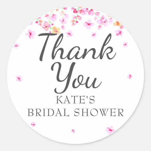 Elegante Bloesem Bloemrijke Bruidsuitnodiging Beda Ronde Sticker (Voorkant)