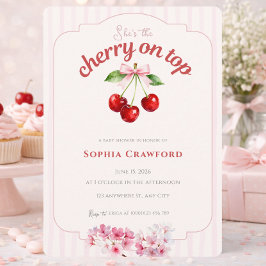 Elegante Bloesem Kers Op Roze Rode Baby Shower Kaart