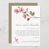 Elegante bloesem libel bruiloft dank u kaart (Voorkant / Achterkant)