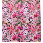 Elegante bloesem roze bloemen decoratief douchegordijn (Voorkant)
