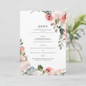 Elegante bloesems | Lente Bloemen Bruiloft Menu Kaart (Staand voorkant)
