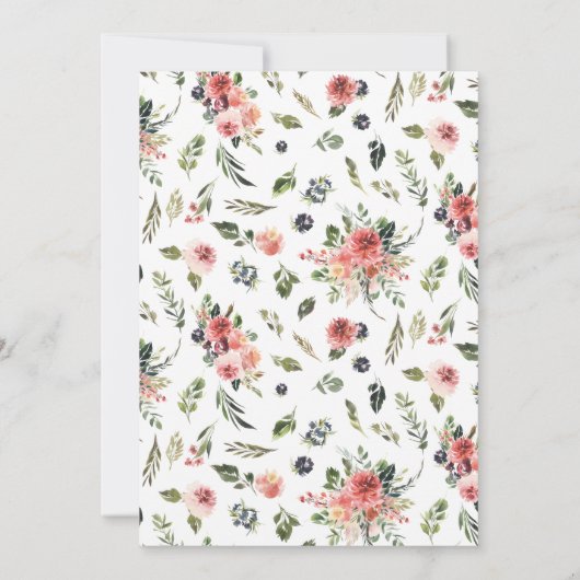 Elegante bloesems | Lente Bloemen Bruiloft Menu Kaart (Achterkant)