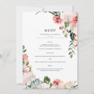 Elegante bloesems   Lente Bloemen Bruiloft Menu Kaart