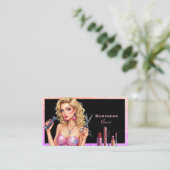 Elegante blonde dame haar make-up visitekaartje (Staand voorkant)