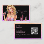 Elegante blonde dame haar make-up visitekaartje (Voorkant / Achterkant)