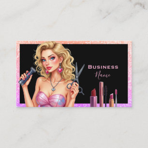Elegante blonde dame haar make-up visitekaartje