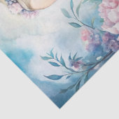 Elegante  blonde vrouw roze pioenen tissuepapier (Detail)