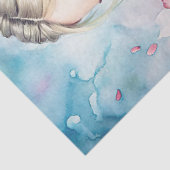 Elegante  blonde vrouw shabby roze pioenen tissuepapier (Detail)