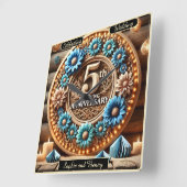 Elegante Bloom: 5e Jubileum Bloemenarrangement Vierkante Klok (Hoek)