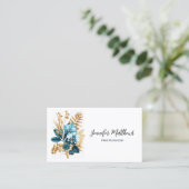 Elegante Bloom Blauw Gouden Orchidee Bloemen Visitekaartje (Staand voorkant)