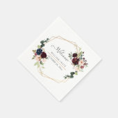 Elegante Bloom Blush Bourgondië Eucalyptus Welkom Servet (Hoek)