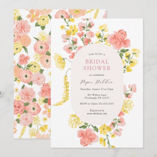 Elegante Bloom Bruids Douche Uitnodiging (Voorkant / Achterkant)