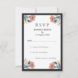 Elegante Blooming Flower Wedding RSVP Kaarten Kaartje