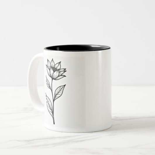 Elegante Blooming Line Art Mok – Minimalistisch Mo (Voorkant links)