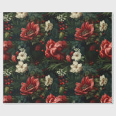 Elegante Blooms I Red en Cream Floral Cadeaupapier (Vlak)