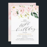 Elegante blos bloemen en eucalyptus 80ste verjaard kaart<br><div class="desc">Een elegant ontwerp voor een elegante en vrouwelijke vrouw. Het ontwerp is voorzien van een waterverf blush roze en witte bloemetjes samen met eucalyptus en ander groen, een elegante kalligrafie script typografie maakt de koptekst "90th Birthday" opvallen. Personaliseer met behulp van de meegeleverde velden voor sjabloon. Als u hulp of...</div>