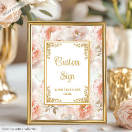 Elegante blos bloemen en gouden bruiloft custom si poster