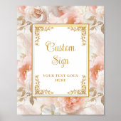 Elegante blos bloemen en gouden bruiloft custom si poster (Voorkant)