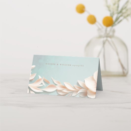 Elegante blos bloemenbruiloftsplaats kaart plaatskaartje (Achterkant)