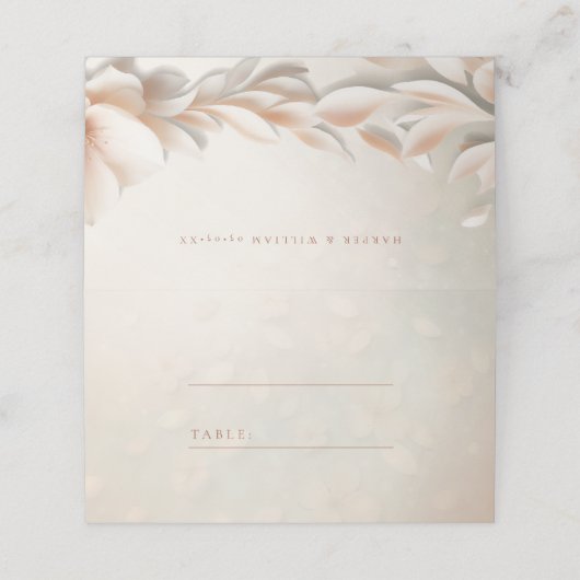 Elegante blos bloemenbruiloftsplaats kaart plaatskaartje (Buitenkant ongevouwen)