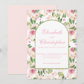 Elegante blos bloementuin bruiloft kaart (Voorkant / Achterkant)