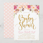 Elegante blos floral Baby shower uitnodiging (Voorkant / Achterkant)