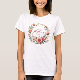 Elegante blos lente bloemen krans Moederdag T-shirt