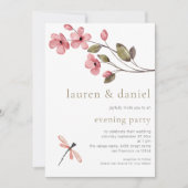 Elegante Blossom QR Code Huwelijksavond Party Kaart (Voorkant)