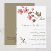 Elegante Blossom QR Code Huwelijksavond Party Kaart (Voorkant / Achterkant)