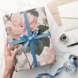 Elegante Blozende Bloem Ivoor Bloemmotief Cadeaupapier