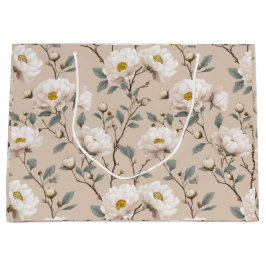Elegante Blozende Bloem Ivoor Bloemmotief Groot Cadeauzakje