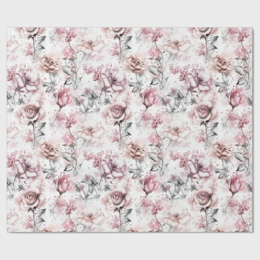 Elegante Blozende Bloem Roos Cadeaupapier (Vlak)