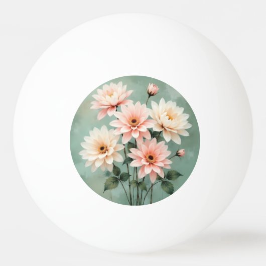 Elegante Blozende Chrysanthemum Kunst Pingpongbal (Voorkant)
