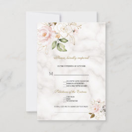 Elegante Blozende Gouden Bloemen Lied Verzoek Trou RSVP Kaartje