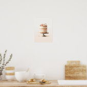 Elegante Blozende Perzik Bloem Koek Keuken Bakkeri Poster (Keuken)