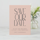 Elegante Blozende Roos Mid Century Modern Typograf Save The Date (Staand voorkant)