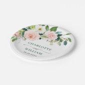 Elegante Blozende Roze Bloemen Boho Bruiloft Papieren Bordje (Gekanteld)