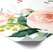 Elegante Blozende Roze Bloemen Boho Bruiloftsfeest Poster (Hoek)