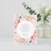 elegante blozende roze bloemen botanisch bloemmoti bedankkaart (Staand voorkant)